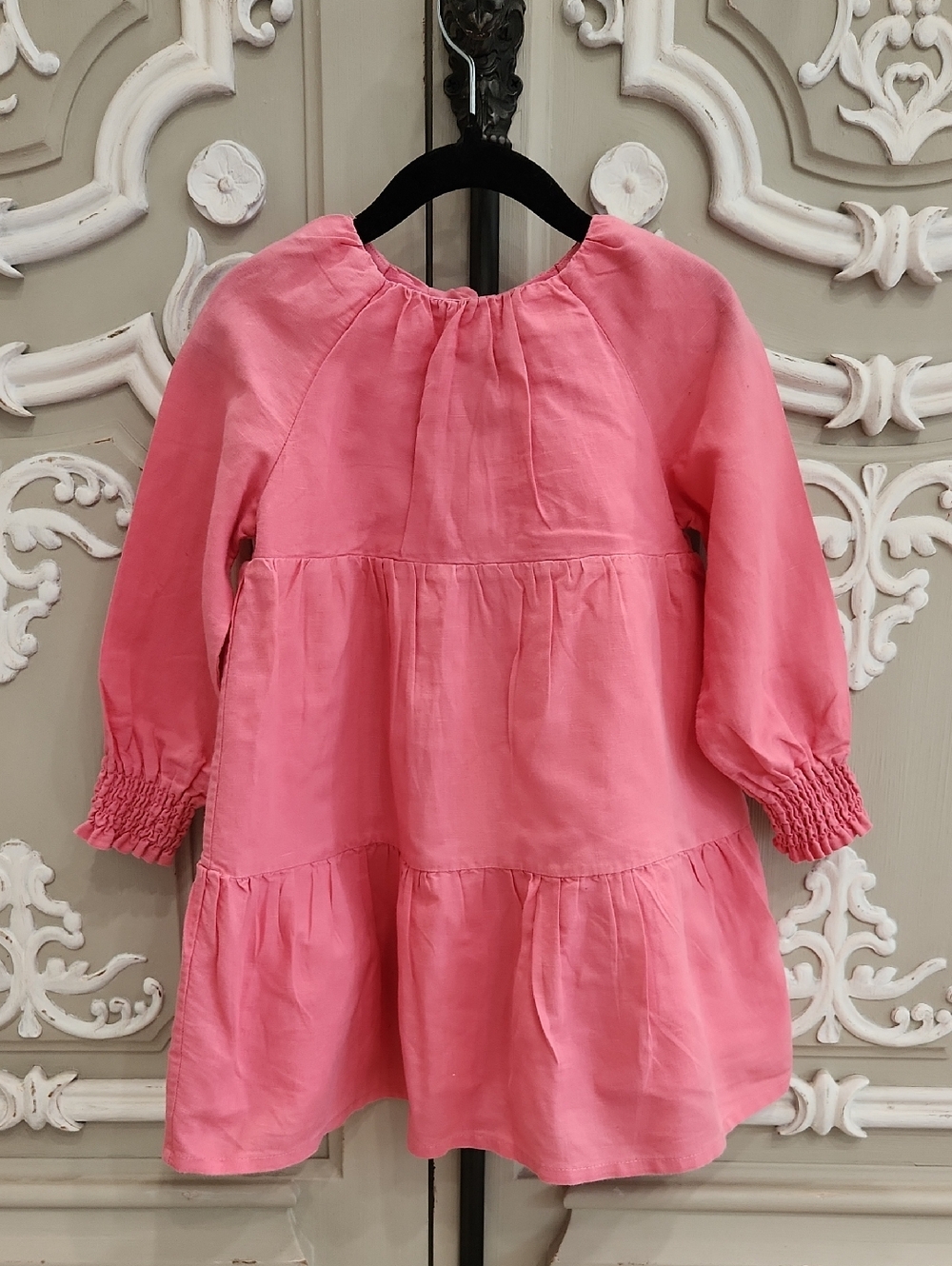 Country Road Girls Coral Pink Tiered Dress Linen Blend Size 2